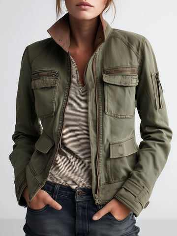 Jaqueta Cargo Verde Oliva com Bolso Utilitário Externo