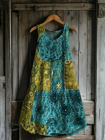 Robe Débardeur Mixte Lin/Coton Créative Abstraite Patchwork a84c