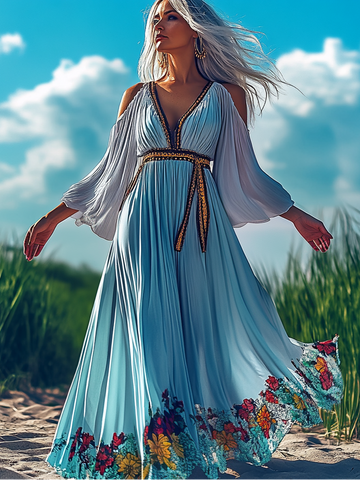 Vestido elegante de verão com contraste de cores cc4d
