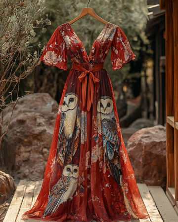 Vestido de chiffon boho bordado à mão para as férias de verão d4dc