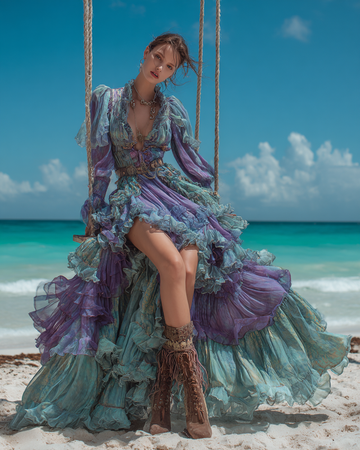 Vestido Confortável Floral de Verão com Bordado e Renda em Patchwork 7ca6
