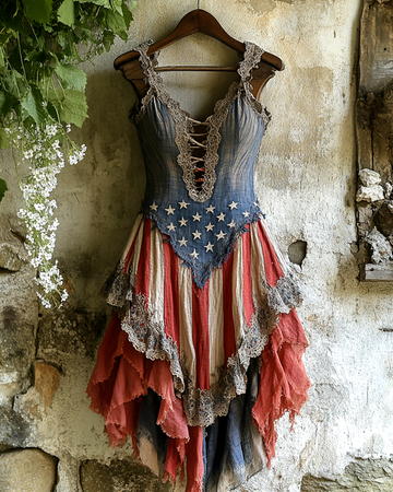 Robe d'été vintage en dentelle patchwork pour le Jour de l'Indépendance 9848