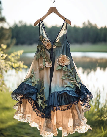 Summer Handmade Lace Patchwork Dress 2fba