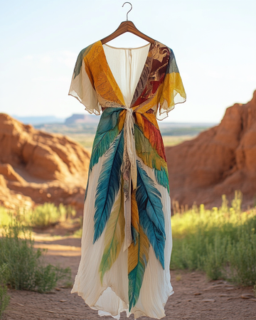 Robe en mousseline brodée à la main bohème pour les vacances d'été 29f3