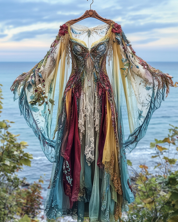 Vestido de Verão com Babados e Renda Contrastante 59df