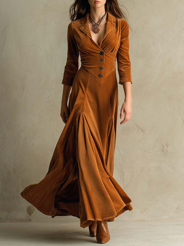 Vestido de Veludo Estilo Blazer Elegante, Modelo Anos 70