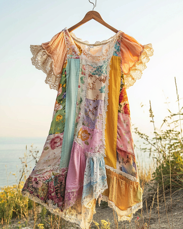 Vestito vintage estivo in patchwork con stampa 70f2