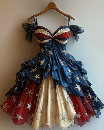Vestido casual de verão temático do Dia da Independência 326a