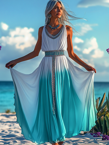 Vestido elegante de verão com contraste de cores 07c7