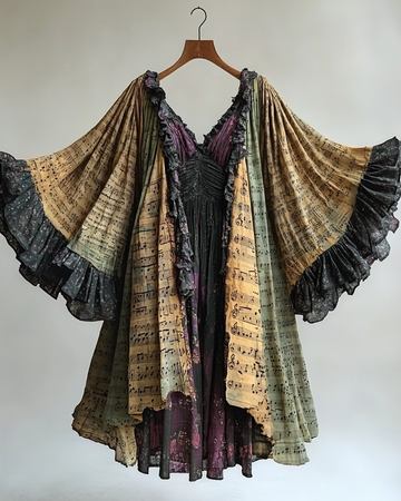 Kimono de créateur de mode sur le thème de la musique décontractée d'été 15ed