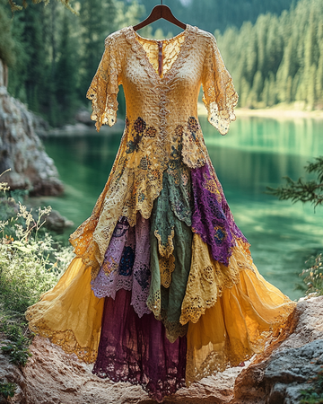 Vestido de Verão Vintage com Renda Irregular e Babados a8df
