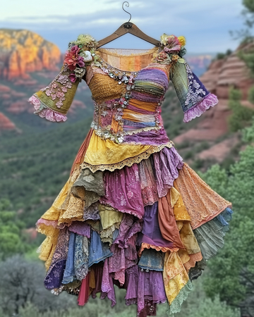 Robe patchwork colorée de vacances d'été contrastée d389