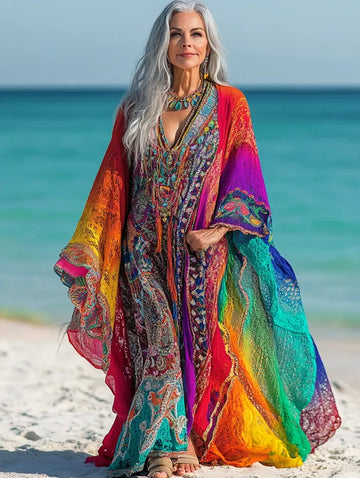 Robe élégante contrastée pour les vacances d'été 741e