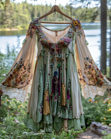 Vestido de Verão com Renda e Babados Contrastantes 5463