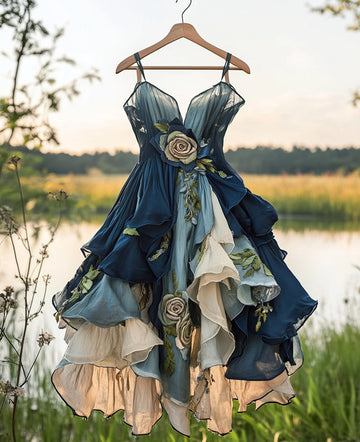 Vestido de Renda Artesanal com Patchwork de Verão eb3c