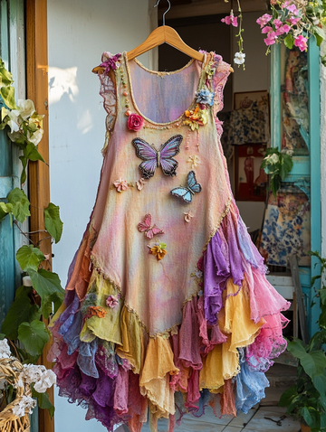Vestido Patchwork Renda Arco-Íris Verão be9f