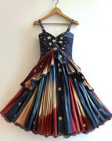 Vestido Temático de Dia da Independência Casual de Verão 2dd8
