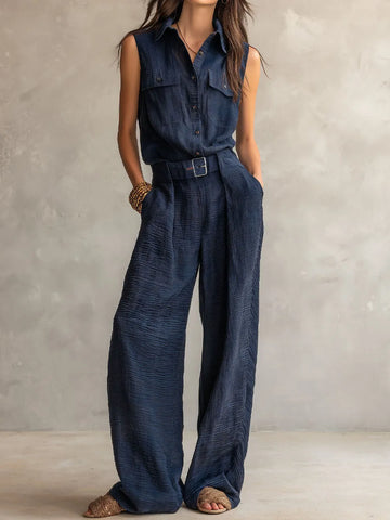 Tuta intera utility testurizzata Boho Midnight Slate con cintura