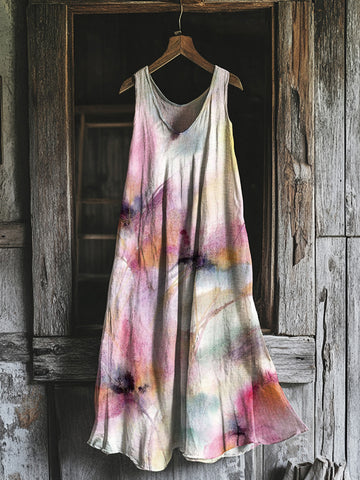Robe Débardeur en Lin à Imprimé Floral Vintage bd8d