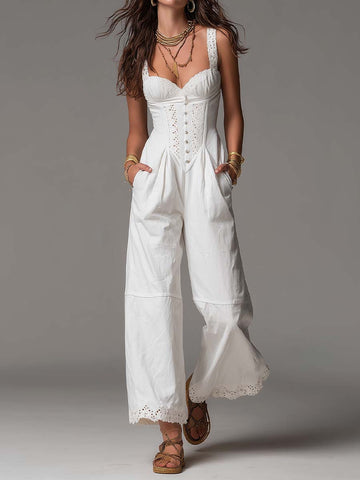 Bohemian Lace Corset Cotton Jumpsuit