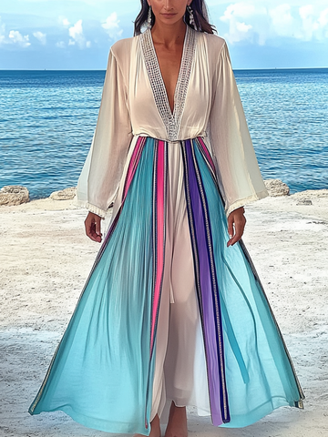 Vestido elegante de verão com contraste de cores 0f1d