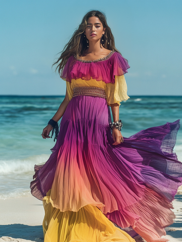 Vestido elegante de verão com contraste de cores 0af8