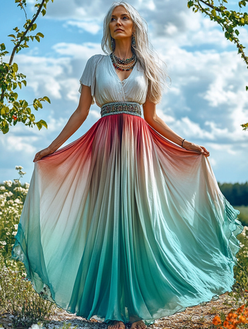 Robe élégante contrastée pour les vacances d'été c8a1