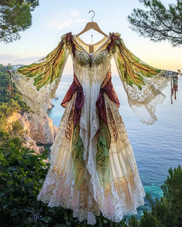 Robe d'été contrastante en dentelle à volants 241f