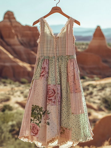 Robe Patchwork Imprimée Été Vintage 4300