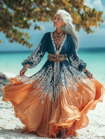 Vestido elegante de verão com contraste de cores 8667