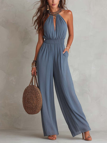 Tuta Retrò in Chiffon Testurizzato con Scollo all'Americana