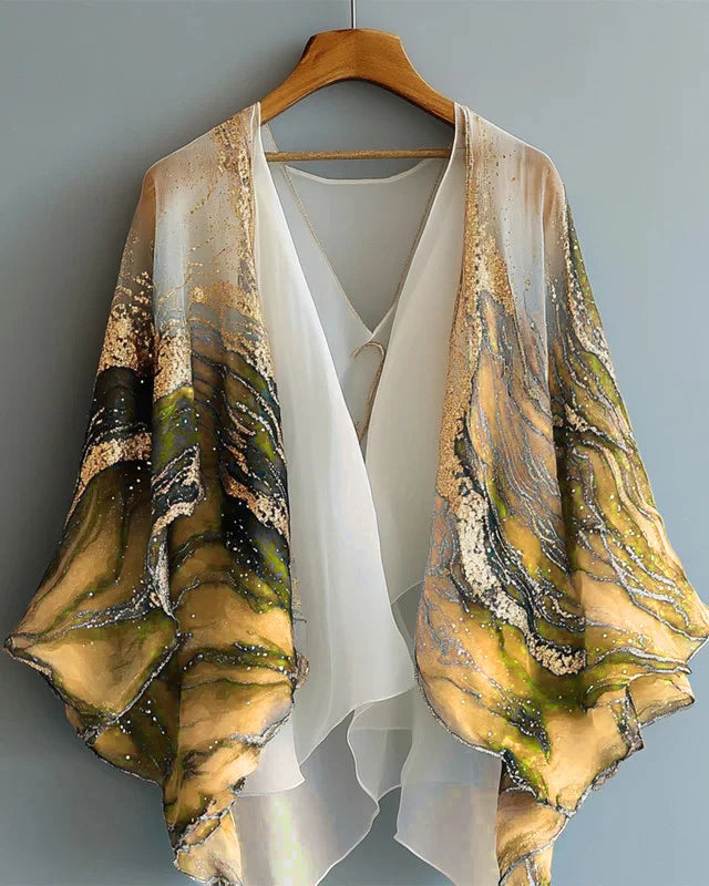Cardigã de chiffon luxuoso para o verão 7a93