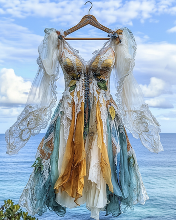 Vestido de Verão com Renda e Babados 8c28