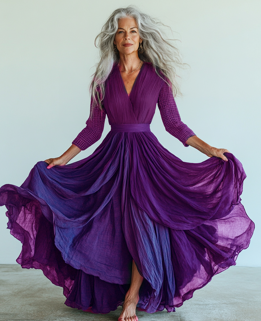 Vestido godê vintage verde solto com contraste de cores e98eQu
