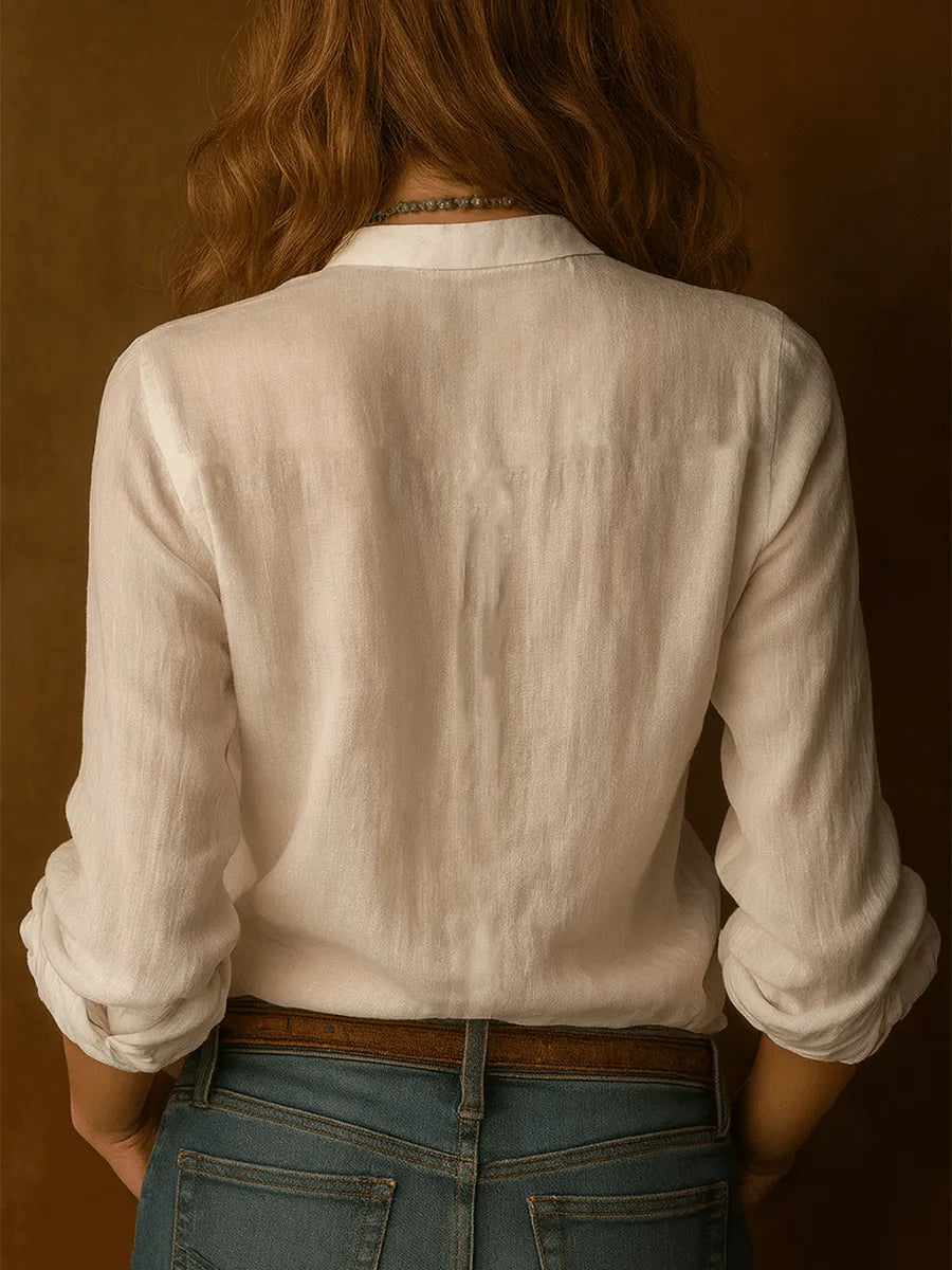 Chemisier Romantique Bohème en Coton et Dentelle Blanc