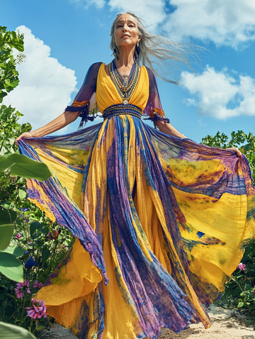 Vestido elegante de verão com contraste de cores 3b44