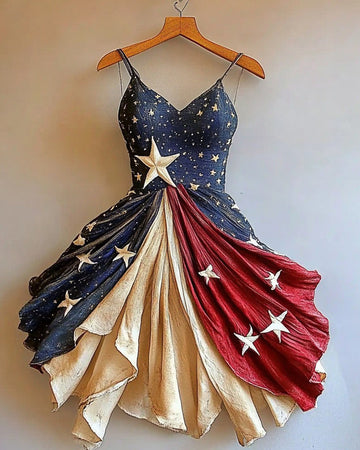 Vestido de grife com estampa temática do Dia da Independência de69