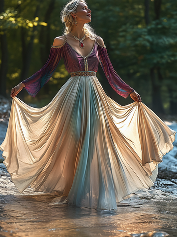Vestido elegante de verão com contraste de cores 39b7