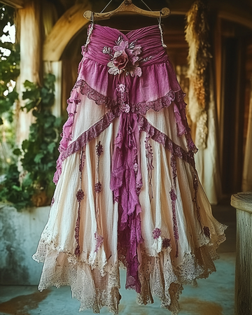 Jupe d'été à volants et patchwork en dentelle ccdb 1da8