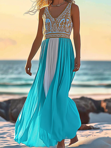Vestido elegante de verão com contraste de cores 6794