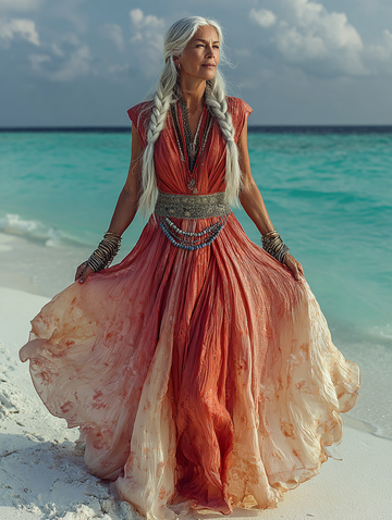 Vestido elegante de verão com contraste de cores 144c