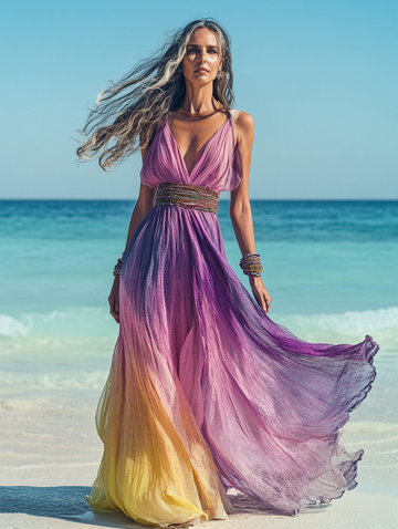 Robe élégante d'été de couleur contrastante 47d7