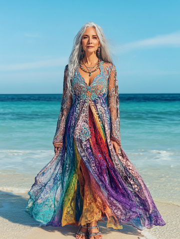 Vestido elegante de verão com contraste de cores e3ca