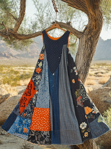 Vestido Regata Feminino Vintage Floral com Poá Artístico 0665
