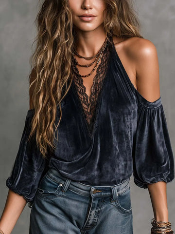 Camicetta Boho a Spalle Scoperte con Pizzo