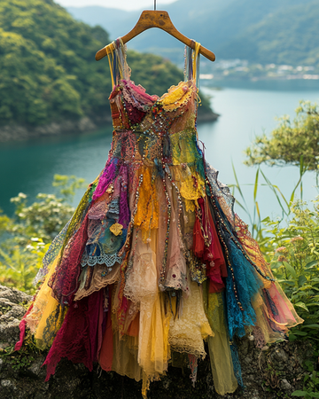 Vestido De Verão Assimétrico Com Renda, Retalhos E Miçangas Com Babados cd4c