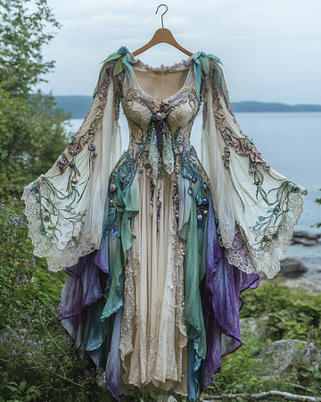 Robe d'été contrastée à volants en dentelle 2aec