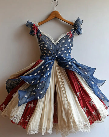 Vestido com tema de Dia da Independência Casual de Verão ba0d