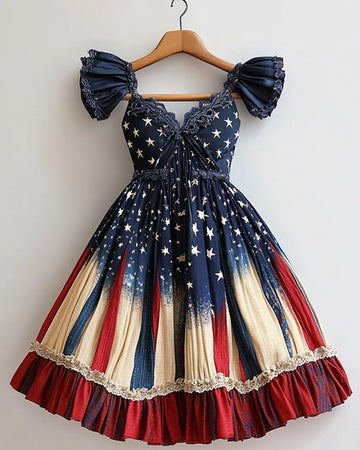 Vestido Temático de Dia da Independência Casual de Verão 1677
