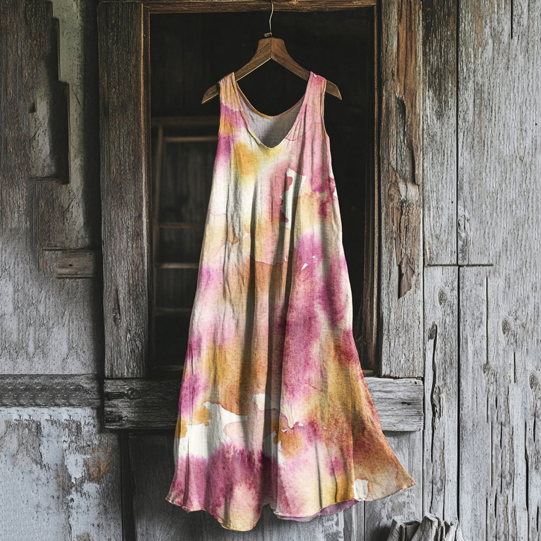 Vestido regata de linho com estampa floral rosa vintage e845